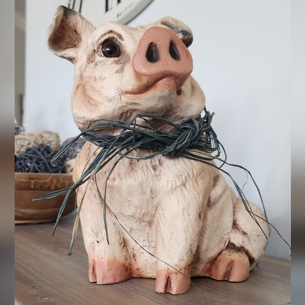 🐷 Vintage 1987 Universal Statuary Pig Figurine Farmhouse Kitchen Rustic Charm - Picture 11 of 15